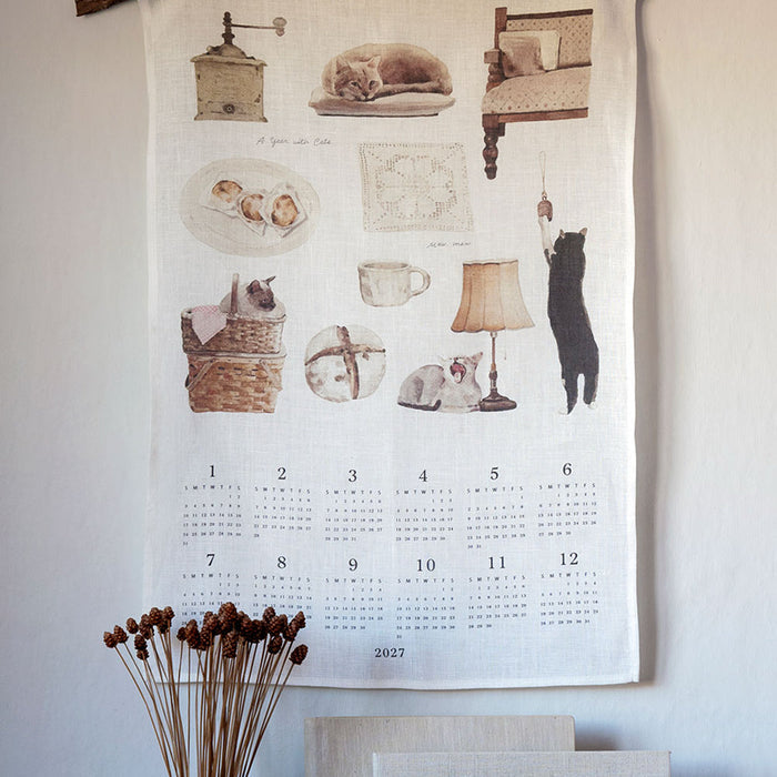 2027 Linen Calendar With Cats