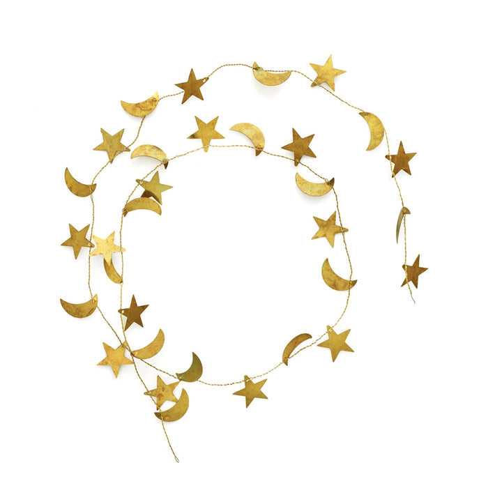 Fog Linen Work Brass Garland: Moon + Star
