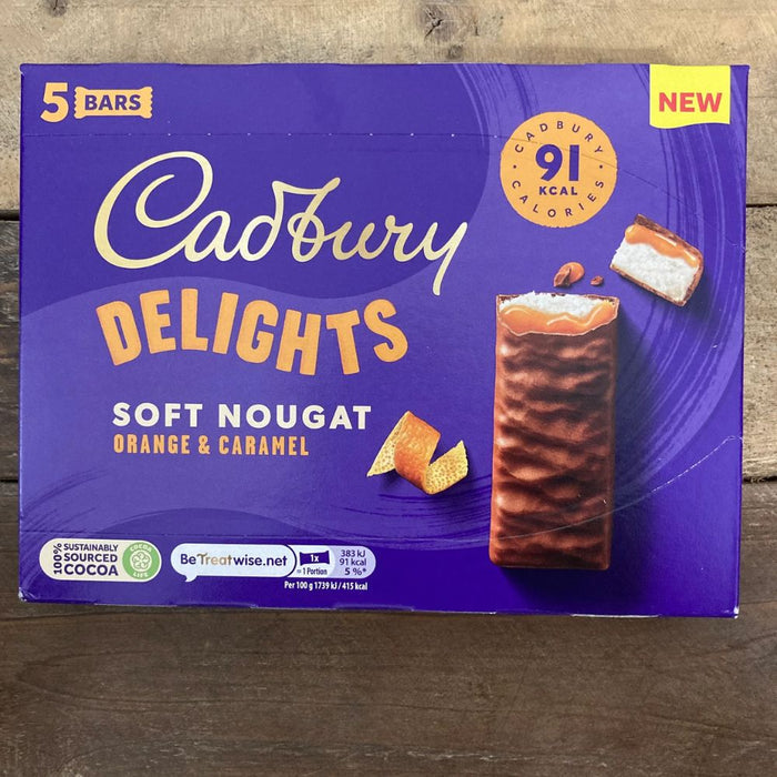 C'bury Delights Soft Nougat Orange & Caramel Bars 5pk 110