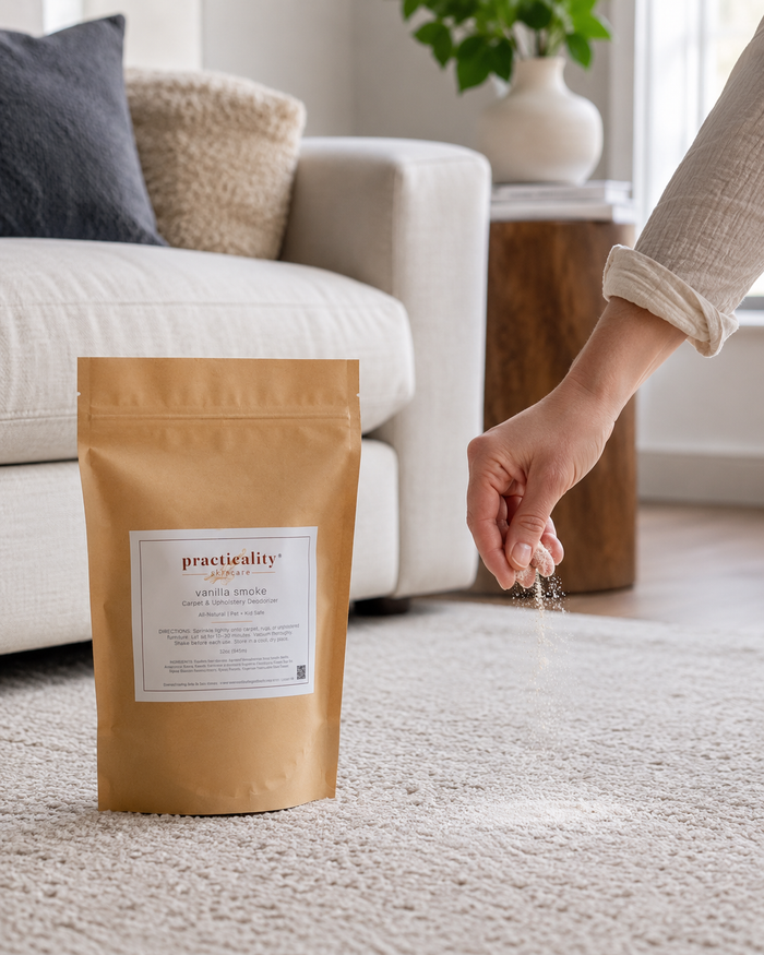 No added fragrance carpet and upholstery powder from Practicality