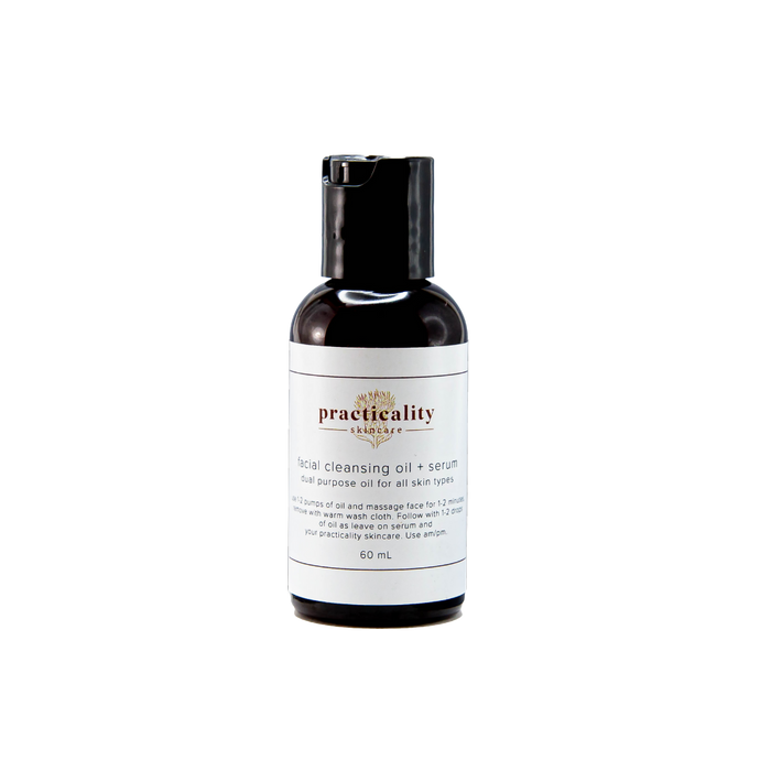 Practicality Facial Cleansing Oil and Serum in a 2 ounce bottle