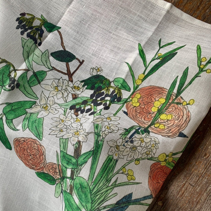 Fog Linen Work Isabelle Boinot Handkerchief: Spring Flowers