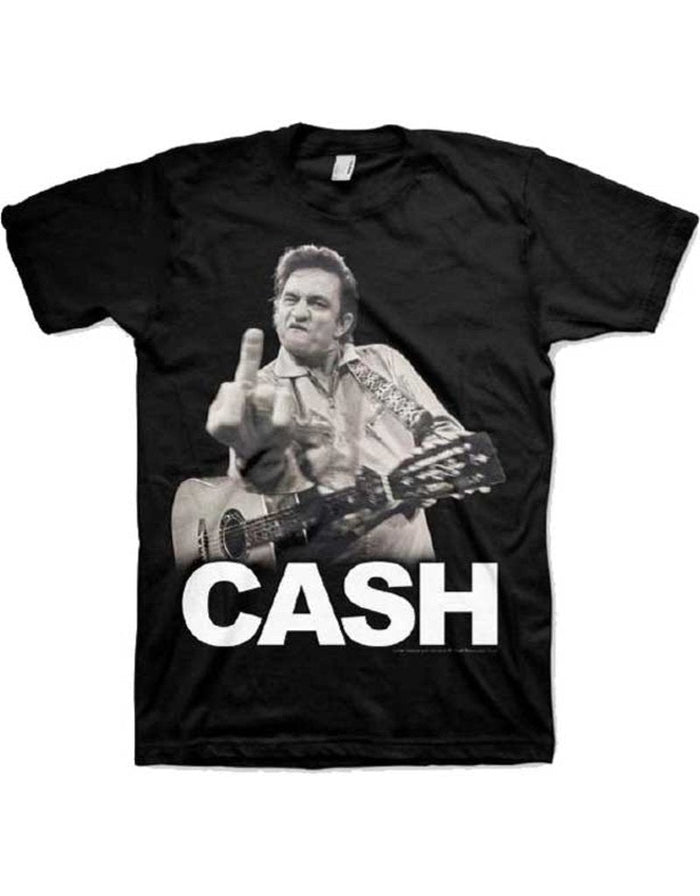 Johnny Cash Middle Finger Mens T-shirt Officially Licensed - SNOODBANGER customs