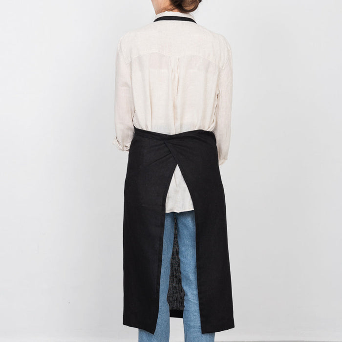 Fog Linen Work Linen Full Apron: Black