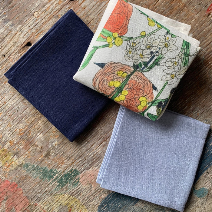 Fog Linen Work Linen Handkerchief: Pale Blue