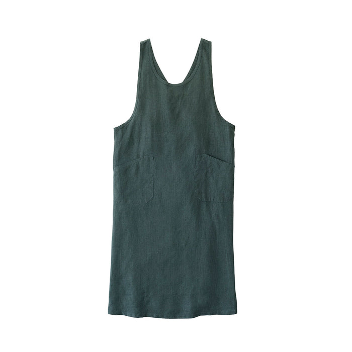 Linen Over Dress Apron: Vert Noir