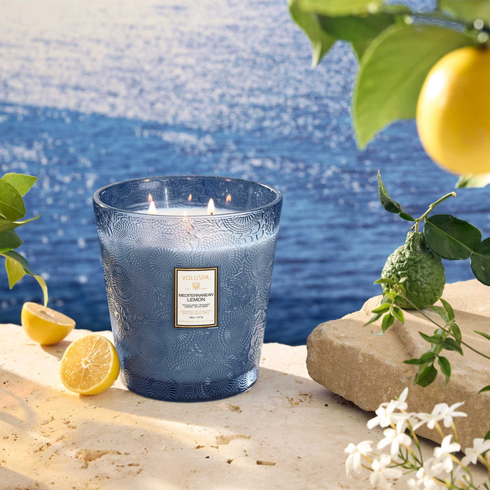 VOLUSPA Mediterranean Lemon Boxed 3 Wick Hearth Candle