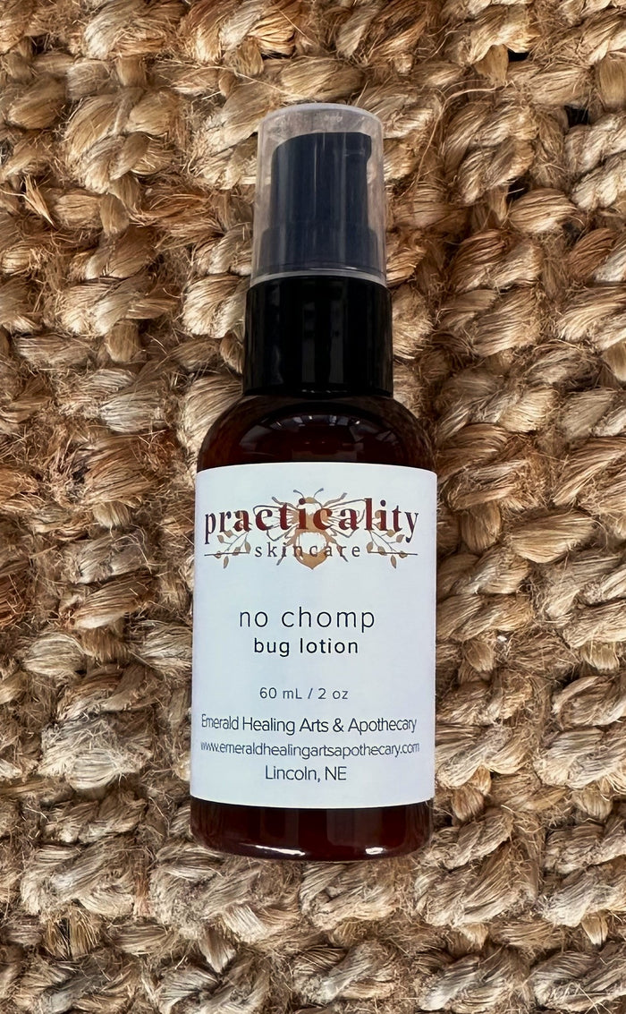 No Chomp botanical outdoor body lotion in the two-ounce travel size