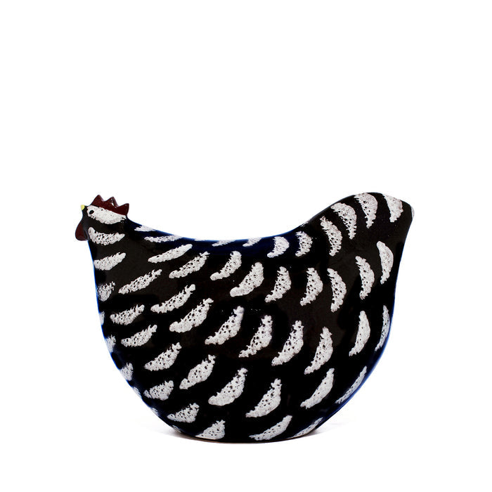 Les Ceramiques de Lussan Noir Moucheté Blanc Hen - 12.5cm