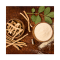 Organic dried sarsaparilla root packaged in a one-ounce apothecary pouch