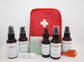 Practicality travel body-care kit with authentic labeled mini products