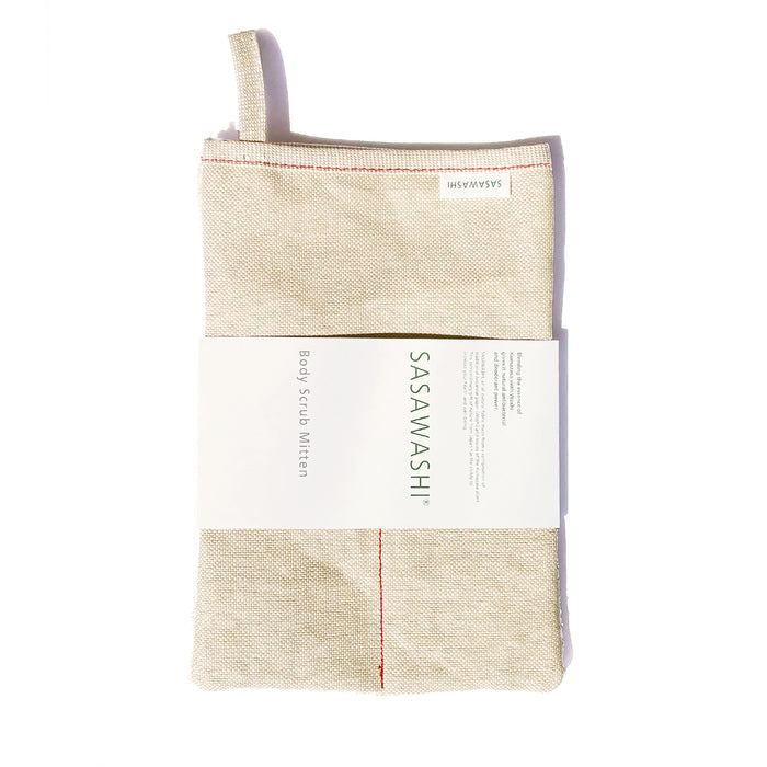 Sasawashi Red Stitch Scrub Mitt