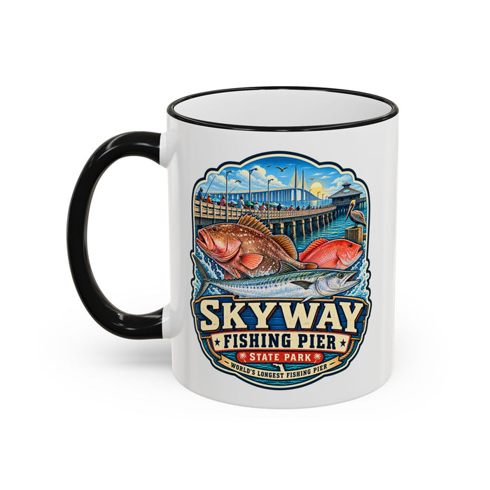 Skyway Fishing Pier Mug — Accent Rim & Handle 11oz/15oz