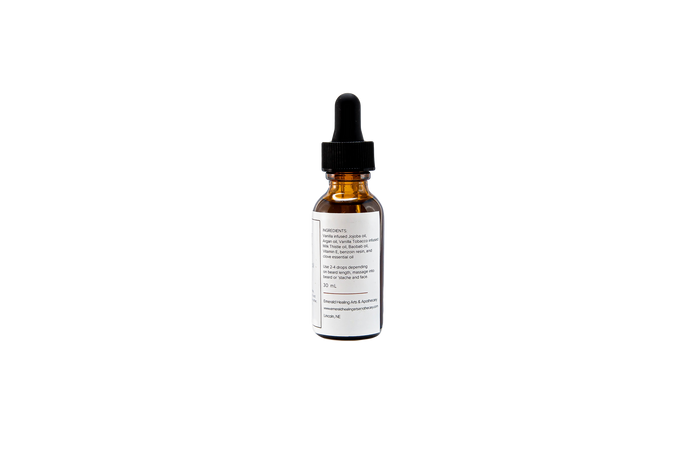 Uncle Nick's Great-Grandpa's Pipe Beard Oil bottle shown from the back