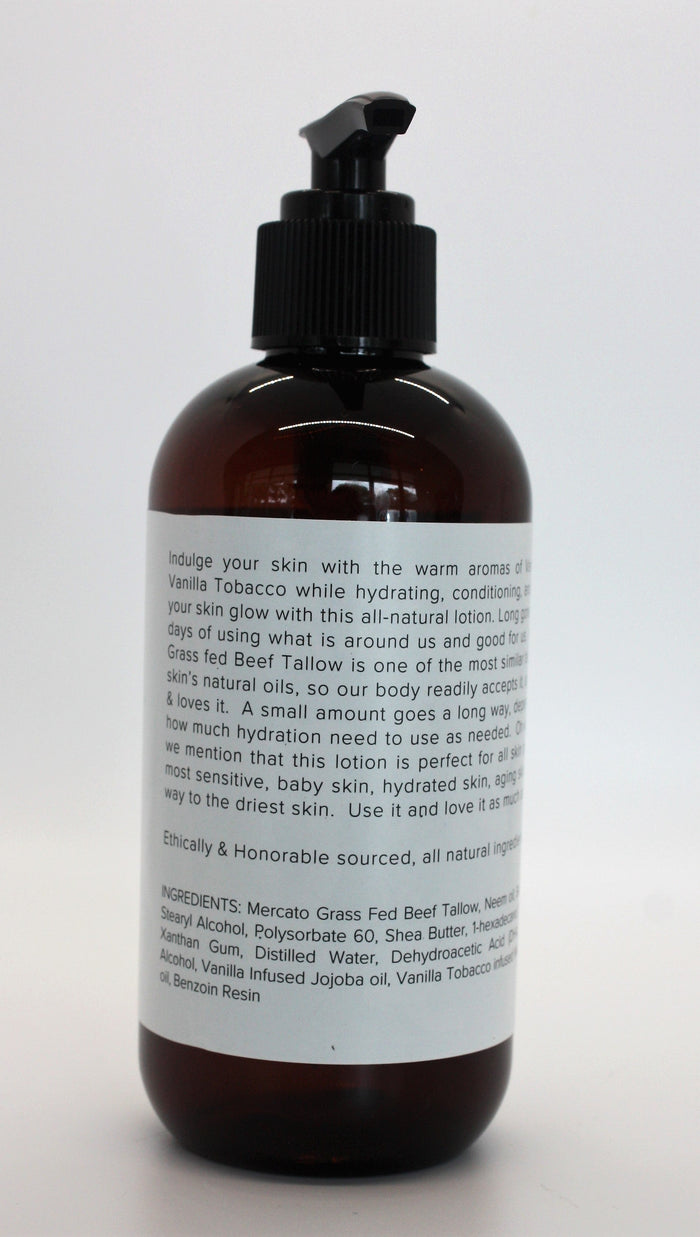 Practicality Vanilla Smoke Tallow Lotion label and ingredient information